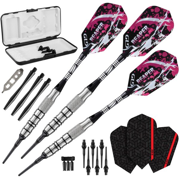Viper Grim Reaper 80% Tungsten Soft Tip Darts with Storage/Travel Case, Coarse Knurling, 16 Grams