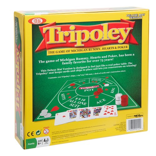 Tripoley Deluxe Board Game, Family Favorite Game, Combination of Michigan Rummy, Hearts and Poker, Perfect for Family Game Night, For Ages 8 and up