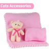 Baby Doll Cradle Bassinet Portable Doll Carrier Carry Bag Doll Bed,Baby Doll Accessories Playset,Soft Pillow Quilt Blanket Plush Bear,for 8-9-10-11-12 Inch Smaller Alive Baby Doll Pretend Play Toy