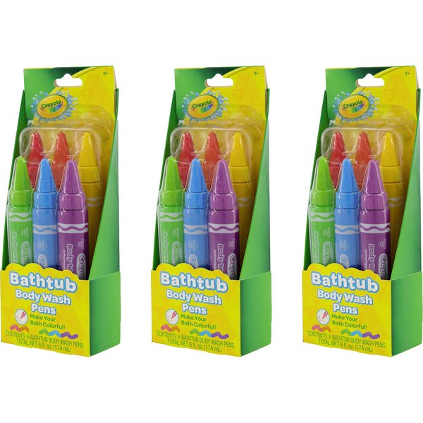 Crayola Taste Beauty Bathtub Bodywash Pens, Kids’ Bath Toys per Pack (3 pcs bundle), Adult Supervision Recommended