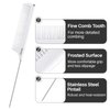 RHOS Retractable Rat Tail Comb for Parting,Protable Fine Tooth Teasing Comb for Styling,Hair Cutting,Braiding-Carbon Parting Combs for Braiding Hair,Stainless Steel Pin Tail Teasing Comb(White)