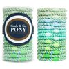 L. Erickson Grab & Go Pony Tube - Minty Green Mix - 15 Pack Ponytail Holder Hair Ties