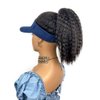VAVANGA Hat Wig for Black Women - Black Hair with Hat Ponytail Wig Hat Navy Blue Baseball Cap Attached Hair Afro Kinky Yaki Hair Extensions Hat Wigs for Women(Navy Blue, LD0315)