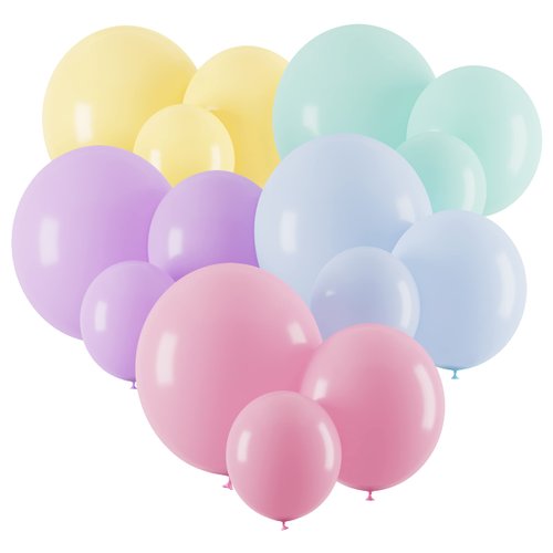 100 Pastel Balloons Assorted Colors & Size – Rainbow Birthday Party Decorations – Macaron Balloons in Blue, Purple, Yellow, Green & Pink – Matte Colored Supplies for Spring, Candy, Easter, & Unicorn