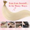 ABH AMAZINGBEAUTY HAIR Sew in Rooted Hand Tied Weft Hair Extensions, Weft Hair Extensions Human Hair Weave in Extensions for Women, Platinum Blonde With Ash Brown Base Color R8-60, 50 Gram, 20 Inch