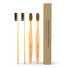 Clearly Bamboo Toothbrush Set | Extra Soft Charcoal Infused Bristles, Eco Biodegradable Wood, BPA Free Vegan Nylon | Great for Teeth Whitening, Sensitive Gums, Adults, Kids (Family Pack of 4)