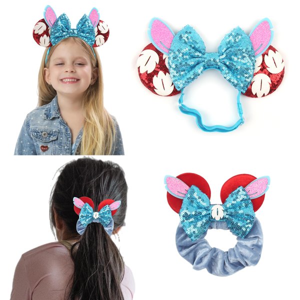 bianbaistar Newborn Bows for Girls Toddler Hair Bows Yodablue Elastic Adjustable Headband Mouse Ears Scrunchies Essencial Accessories for Trip Headwear for Women (Yodaearsblue)
