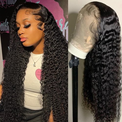 LICHANG 30 Inch Deep Wave Lace Front Wigs Human Hair 4x4 HD Lace Closure Wigs Human Hair 180% Density Deep Curly Lace Frontal Wig Human Hair Pre Plucked with Baby Hair for Black Women