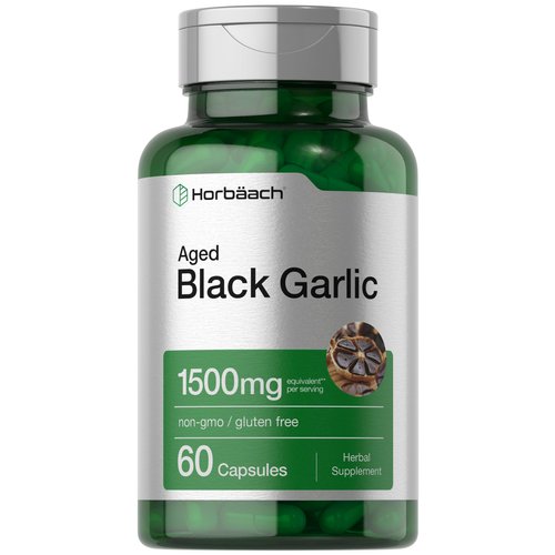 Horbäach Aged Black Garlic Capsules 1500mg | 60 Count | Fermented Extract Supplement | Non-GMO, Gluten Free