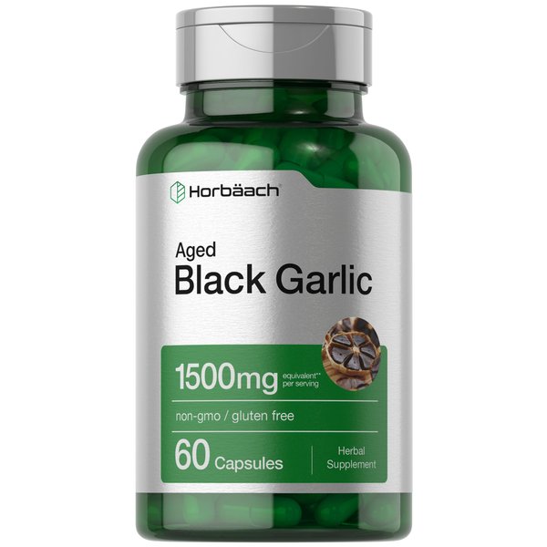 Horbäach Aged Black Garlic Capsules 1500mg | 60 Count | Fermented Extract Supplement | Non-GMO, Gluten Free