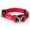 EzyDog Double Up Premium Nylon Dog Collar with Reflective Stitching - Double D-Rings for Superior Strength, Safety, and Comfortability - Non-Rusting and Includes an ID Attachment (Small, Red)