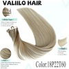 Tape in Hair Extensions Human Hair 22 Inch Ombre Medium Blonde with Platinum Blonde Highlights Human Hair Extensions 50g 20pcs Tape ins Skin Weft Hair Extensions Invisible Glue in Hair Extensions