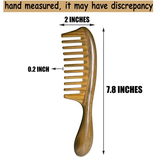 Moreinday Hair Comb Wooden Comb Anti-static Wood Comb Green Sandalwood Comb Wide Tooth Comb for Women Men