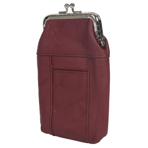 Leatherboss Genuine Leather Cigarette Case Pack Holder Regular or 100's Lighter Pocket, Wine