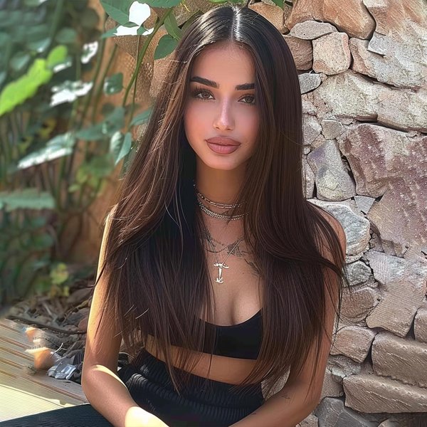 Leuik Long Straight Wig|Synthetic Long Wigs for Women|Cosplay Wig for Fashion Women 28inch (Dark Brown)