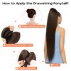 SEIKEA 36" Long Straight Drawstring Ponytail Extension, Multi Layered Light Soft Tangle-Resistant Silk Touch Clip in Hair Extensions Ponytail Natural Synthetic Hairpiece for Women Bronze Brown