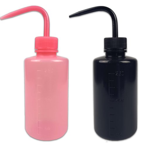 2Pcs 250ml 8.5oz Plastic Safety Wash Bottle,Narrow Mouth Squeeze Bottles for Tattoo Wash，Chemistry, Industry, Lab & Gardening-BlackRed