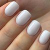 GLAMERMAID Press on Nails Extra Short-Pure White Fake Nails Short Squoval, Natural Round Square Glue on Nails Glossy Gel, Acrylic Dark False Nail Kits for Women, Reusable Stick on Full Cover Oval Nail