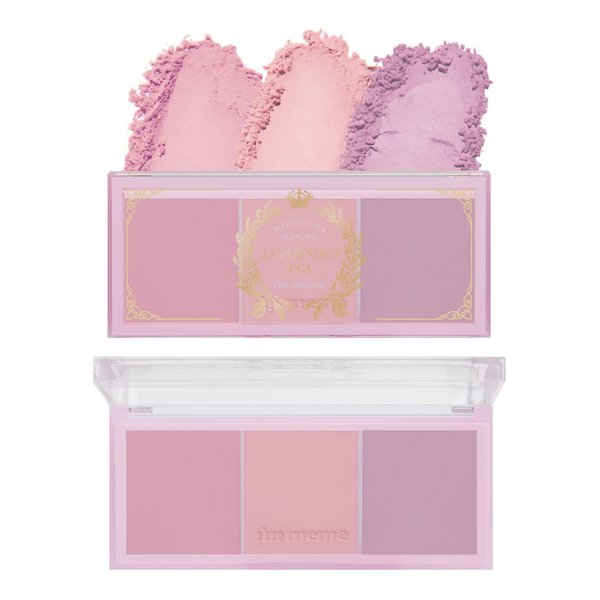 I'm Meme Palette - Afternoon Tea Blusher | Blossom Tea Blended, Cool Tone Blush for Cheek, Soft Pink, Peach, Lavender, 3 Shades Palette, Matte Powder Blush for Face & Cheeks, For All Skin Tones, 0.4oz