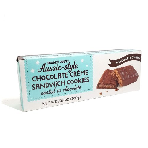 Trader Joe's Aussie-Style Chocolate Creme Sandwich Cookies 7.05 Oz. X 2 with 1 Bonus Colorful Round Refrigerator Magnet