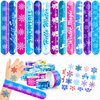 48 Snowflake 24PCS Snowflake Temporary Tattoos Sticker 24PCS Slap Bracelets Perfect for Themed Birthday Baby Showers or Classroom Rewards Ideal Decor and Gifts for Girls and Boys