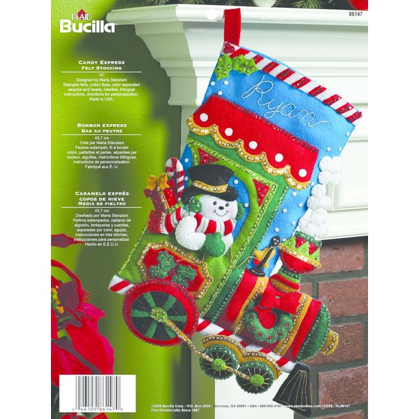 Bucilla Candy Express Christmas Stocking Felt Applique Kit, 86147 18-Inch, (418717)