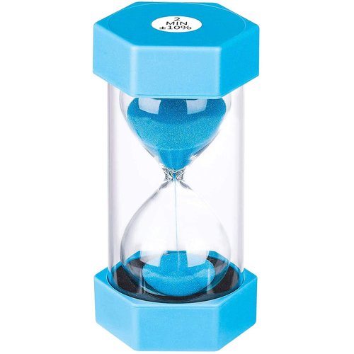 Sand Timer 2 Minute Hourglass Timer： Colorful Sand Clock 2 Minute, Small Blue Sand Watch 2 Minute, Plastic Hour Glass Sandglass Timer for Kids, Games, Decorative, Classroom, Kitchen,Toothbrush Timer