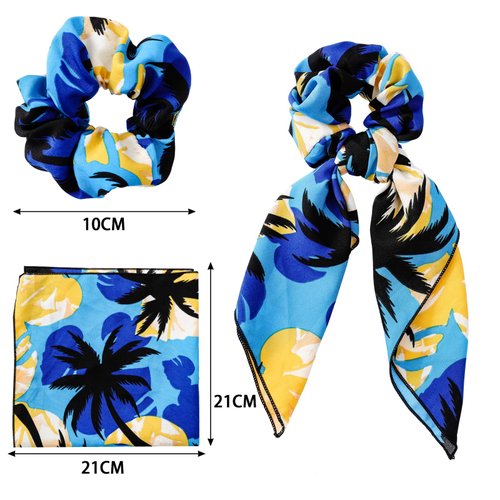 Cutewing Hair Bow Scrunchie Chiffon Scarf Scrunchies Long Hair Scarf Ties Fashion Bandana Scrunchies Hair Ribbons Ponytail Holders Hair Scarves Hair Bands Hair Accessories for Women with 6PCS