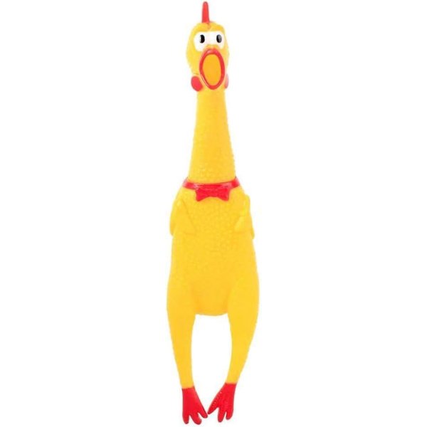 NickPaws Screaming Chicken Dog Toy, Yellow Rubber Squeaking Chicken Toy Novelty and Durable Rubber Chicken for Dogs, Rubber Chickens That Squeak