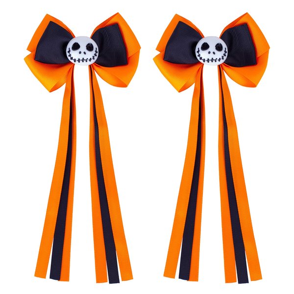 Halloween Hair Bows for Women & Girls, Beleki Spooky Face Ghost Hair Clips Grosgrain Hair Bow with Long Tial Halloween Hair Accessory for Costume Party Favors Trick or Treat Kids Gifts
