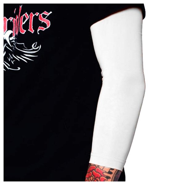 Tat2X Ink Armor Premium 3/4 Arm Tattoo Cover Up Sleeve - No Slip Gripper - U.S. Made - White - ML (single arm/elbow sleeve)