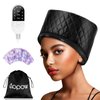 Heat Cap for Deep Conditioning: Hair Steamer for Natural Hair Home Use - Thermal Steam Cap for Black Hair Deep Conditioner with 10-Level Heats Up Quickly, Heating Caps for Hair Treatment - Black