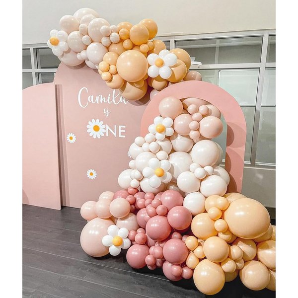 Daisy Balloon Garland Arch Kit -169Pcs Double Stuffed Balloons,Groovy Balloon Arch,Boho Balloons Kit for Baby Shower Bridal Wedding Baptism Birthday Engagement Party Decoration.