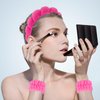 Semato Spa Headband and Wristband Set Skin Care Headband Fluffy Bow Face Wash Headband Hair Accessories Bubble Sponge Spa Headband for Women and Girls (hot pink)