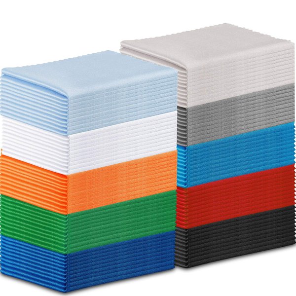 Frienda 100 Pieces Microfiber Cleaning Cloths 7 x 6 Inch Screen Microfiber Cloths for Smart Phones Laptops Tablets Lens TV Camera Lens Eyeglasses Glass Optical Cleaning Cloths