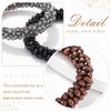 Fashey Pearl Hair Ties Rhinestone Ponytail Holder 3 Pcs Bead Set Hair Scrunchies Elastic Hair Bands Hair Accessories for Women and Girls (black,dark brown,grey)