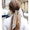 Jewemia Hair Scarf Scrunchies for Women Knotted Bow Hair Ties Long Hair Floral Hair Ribbon for Girls Detachable Elastic Bands Hair Scrunchies for Beach Party Dating 6 pcs