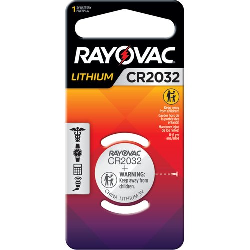Rayovac CR2032 Battery, 3V Lithium Coin Cell CR2032 Batteries (1 Battery Count)