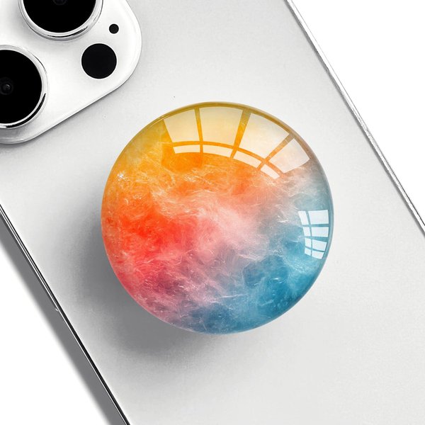 Ksadiye Phone Grip with Expanding Kickstand,Cell Smartphones Collapsible Stand Orange Blue Design for Phone