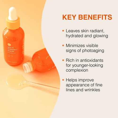 Sollalla Vitamin C Serum for face with Hyaluronic Acid & Peptide - Glowing, Firming and Reduce wrinkles and Dark spots Hydrating Serum, 60.67% Kakadu Plum Extract, 8-Peptide Complex, 1.85oz