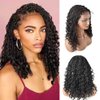 Box Braided Wigs For Black Women Light Weight Curly Braided Wig Knotless Cornrow Braided Lace Front Wigs For Black Women Synthetic Twisted Short Braids Wig Baby Hair (#1B-#Black)