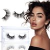 GOO GOO Mink Eyelashes 16mm Natural Mink Lashes 3D Layered Effect Siberian Fake Eyelashes Hand Made Strips Real Eye Lashes Reusable False Lashes for Women 1 Pair