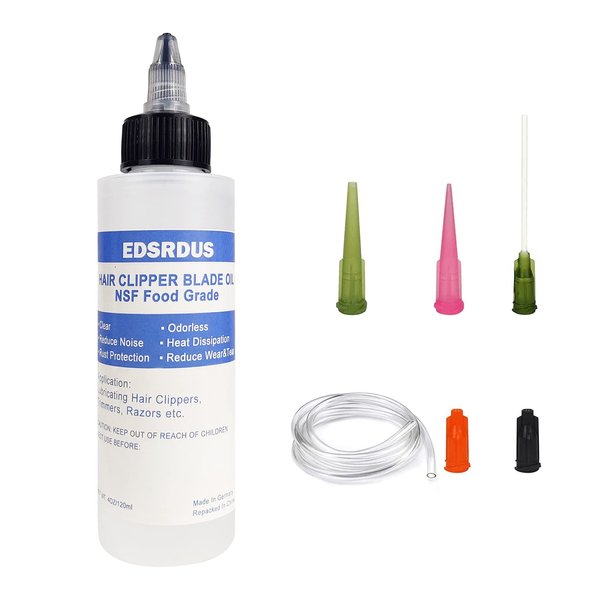 EDSRDUS 4OZ Premium Hair Clipper Oil for Electric Shaver, Hair Clipper Blade, Clippers, Trimmers, Rust & Abrasion Resistant Clipper Blade Oil with Dispensing Needle