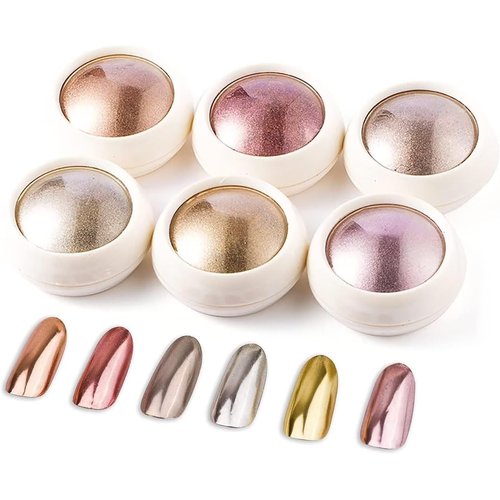 BISHENGYF Rose Gold Chrome Nail Powder: 【Super Metallic Mirror Effect】Holographic Glitter Nail Chrome Powder Rose Gold Chrome Nail Powder for Nails Art DIY Decoration