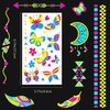 Temporary Tattoos Glow In The Dark Party Supplies Uv Neon Tattoo Stickers Rave Festival Accessories Face Body Paint Makeup Waterproof Blacklight Fake Tattoos For Adults Woman Man