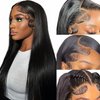 Straight Lace Front Wigs Human Hair 13X4 HD Transparent Lace Front Wigs Human Hair Pre Plucked 150% Density Brazilian Virgin Frontal Wigs Human Hair with Baby Hair for Women (26 Inch, Natural Black)