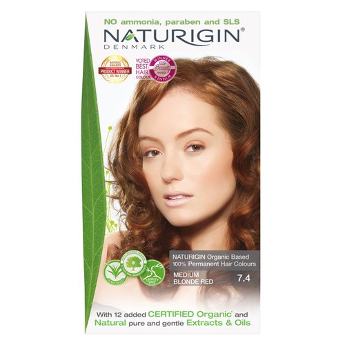 Naturigin Permanent Hair Dye, 7.4 Medium Blonde, Ammonia and Paraben Free, up to 100% Gray Hair Coverage, Long Lasting, Vegan, Cruelty Free