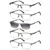 EYECEDAR 5-Pack Reading Glasses for Men Rectangular Metal Half-Frame Spring Hinges with Sun Readers Glasses Mens Readers 1.0