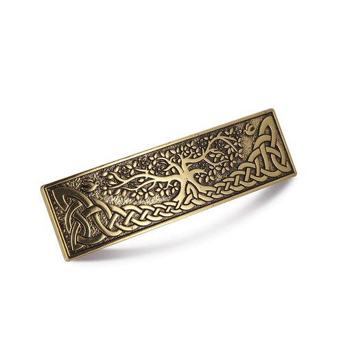 Amaxer Vintage Viking Barrettes for Women Girls Celtic Ancient Nordic Odin's Raven Hair Clips for Thick Thin Hair Vintage French Hair Clips Hair Styling Accessories (Gold-Tree of Life)