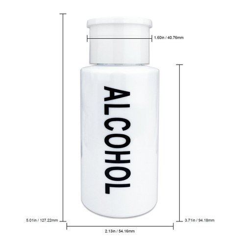 7oz PANA White with Word Push-Down Dispenser Bottle - 1 Bottle - Empty Refillable Pump Bottle for Nail Polish Remover Liquid Lotion Cream